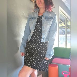 Vintage floral mini dress 90s stretchy Susan Lawrence size L